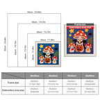 Size chart for square punch needle kits from 30 x 30 cm to 60 x 60 cm