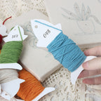 Numbered thread bobbins from a punch needle kit