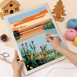 Punching the Tulip Lake Sunset design with the punch needle
