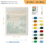 Tulip Lake Sunset punch needle kit, 16 × 20 in (40 × 50 cm): canvas size and kit contents