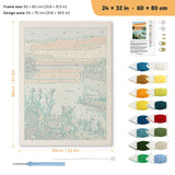 Tulip Lake Sunset punch needle kit, 24 × 32 in (60 × 80 cm): canvas size and kit contents