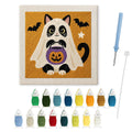 Tuxedo Cat Ghost punch needle kit: finished canvas with threads, punch needle and threader