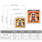 Size chart for square punch needle kits from 30 x 30 cm to 60 x 60 cm