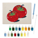 Two Red Tomatoes punch needle kit: finished canvas with threads, punch needle and threader