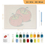 Two Red Tomatoes punch needle kit, 24 × 32 in (60 × 80 cm): canvas size and kit contents