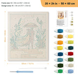 Umbrella Stroll punch needle kit, 20 × 24 in (50 × 60 cm): canvas size and kit contents