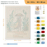Umbrella Stroll punch needle kit, 24 × 32 in (60 × 80 cm): canvas size and kit contents