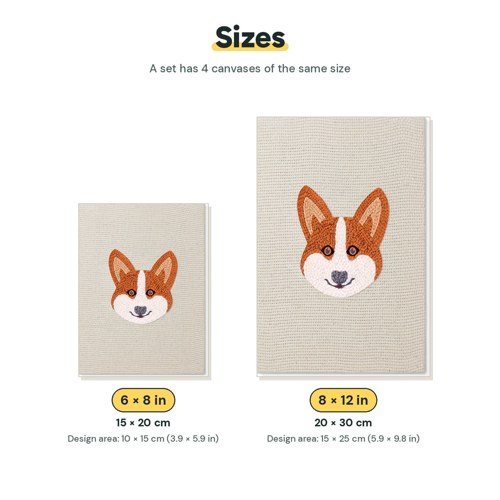 Size chart for the two mini canvas sizes: 6 x 8 in and 8 x 12 in