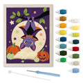Upside Down Bat punch needle kit: finished canvas with threads, punch needle and threader