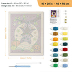 Upside Down Bat punch needle kit, 16 × 20 in (40 × 50 cm): canvas size and kit contents