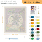 Upside Down Bat punch needle kit, 20 × 24 in (50 × 60 cm): canvas size and kit contents