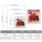 Size chart for square punch needle kits from 30 x 30 cm to 60 x 60 cm