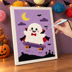 Punching the Vampire Ghost Skater design with the punch needle