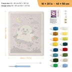 Vampire Ghost Skater punch needle kit, 16 × 20 in (40 × 50 cm): canvas size and kit contents