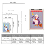 Size chart for punch needle kits from 20 x 30 cm to 60 x 80 cm