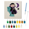 Vampire on the Loo punch needle kit: finished canvas with threads, punch needle and threader