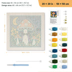 Vampire Toadstool punch needle kit, 20 × 20 in (50 × 50 cm): canvas size and kit contents