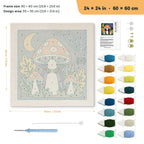Vampire Toadstool punch needle kit, 24 × 24 in (60 × 60 cm): canvas size and kit contents