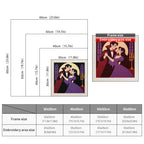 Size chart for square punch needle kits from 30 x 30 cm to 60 x 60 cm