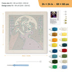 Vampire Waltz punch needle kit, 24 × 24 in (60 × 60 cm): canvas size and kit contents