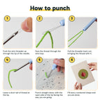 Six steps showing how to thread and use the punch needle