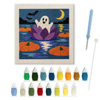 Water Lily Ghost punch needle kit: finished canvas with threads, punch needle and threader