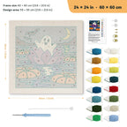 Water Lily Ghost punch needle kit, 24 × 24 in (60 × 60 cm): canvas size and kit contents