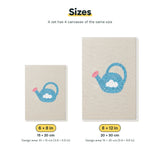 Size chart for the two mini canvas sizes: 6 x 8 in and 8 x 12 in
