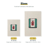 Size chart for the two mini canvas sizes: 6 x 8 in and 8 x 12 in