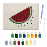 Watermelon Slice punch needle kit: finished canvas with threads, punch needle and threader