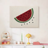 Finished Watermelon Slice punch needle canvas on a wall