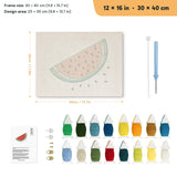 Watermelon Slice punch needle kit, 12 × 16 in (30 × 40 cm): canvas size and kit contents