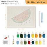 Watermelon Slice punch needle kit, 16 × 20 in (40 × 50 cm): canvas size and kit contents