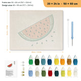 Watermelon Slice punch needle kit, 20 × 24 in (50 × 60 cm): canvas size and kit contents