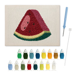 Watermelon Wedge punch needle kit: finished canvas with threads, punch needle and threader