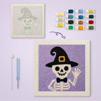 Waving Skeleton canvas before and after punching, with the threads and tools