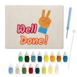 Well Done Hand punch needle kit: finished canvas with threads, punch needle and threader