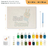 Well Done Hand punch needle kit, 16 × 20 in (40 × 50 cm): canvas size and kit contents