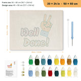 Well Done Hand punch needle kit, 20 × 24 in (50 × 60 cm): canvas size and kit contents