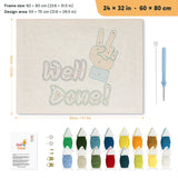 Well Done Hand punch needle kit, 24 × 32 in (60 × 80 cm): canvas size and kit contents