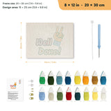 Well Done Hand punch needle kit, 8 × 12 in (20 × 30 cm): canvas size and kit contents