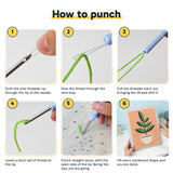 Six steps showing how to thread and use the punch needle