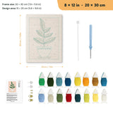 White Pot on Peach punch needle kit, 8 × 12 in (20 × 30 cm): canvas size and kit contents