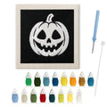 White Pumpkin Grin punch needle kit: finished canvas with threads, punch needle and threader