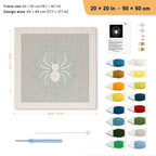 White Spider Web punch needle kit, 20 × 20 in (50 × 50 cm): canvas size and kit contents