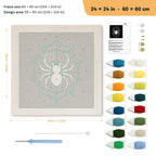 White Spider Web punch needle kit, 24 × 24 in (60 × 60 cm): canvas size and kit contents