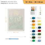 Wildflower Meadow punch needle kit, 12 × 16 in (30 × 40 cm): canvas size and kit contents