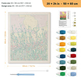 Wildflower Meadow punch needle kit, 20 × 24 in (50 × 60 cm): canvas size and kit contents