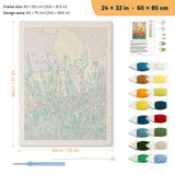 Wildflower Meadow punch needle kit, 24 × 32 in (60 × 80 cm): canvas size and kit contents