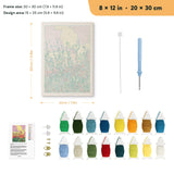 Wildflower Meadow punch needle kit, 8 × 12 in (20 × 30 cm): canvas size and kit contents